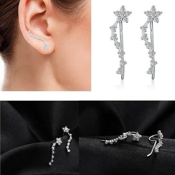 Jewelry - Sterling Silver Star Cubic Zircon Climber Earring